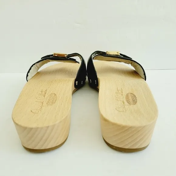 New Dr Scholl's Original Collectiom Clog Wood Sole Sandals, Size 7