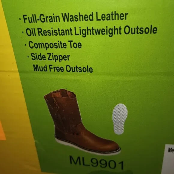 NEW Field N Forest Men’s 12&quot; Wellington Side Zip Work Boots Composite Toe 13
