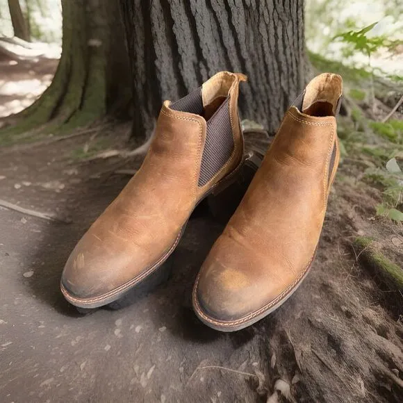 New Florsheim Mens Ankle Boots Sz. 9 Lodge Brown Leather Shoes