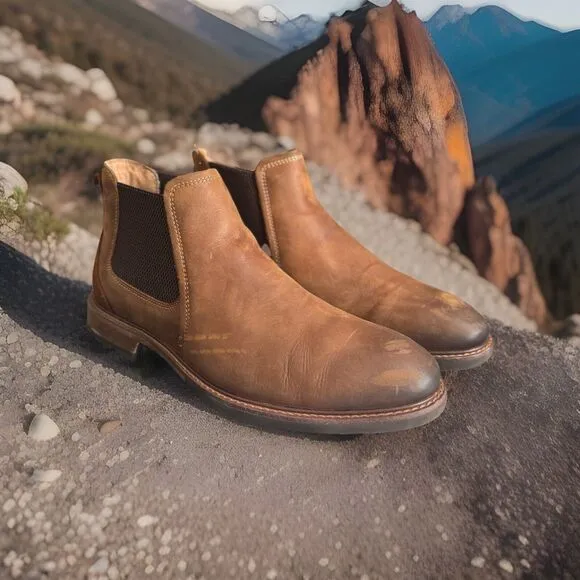 New Florsheim Mens Ankle Boots Sz. 9 Lodge Brown Leather Shoes