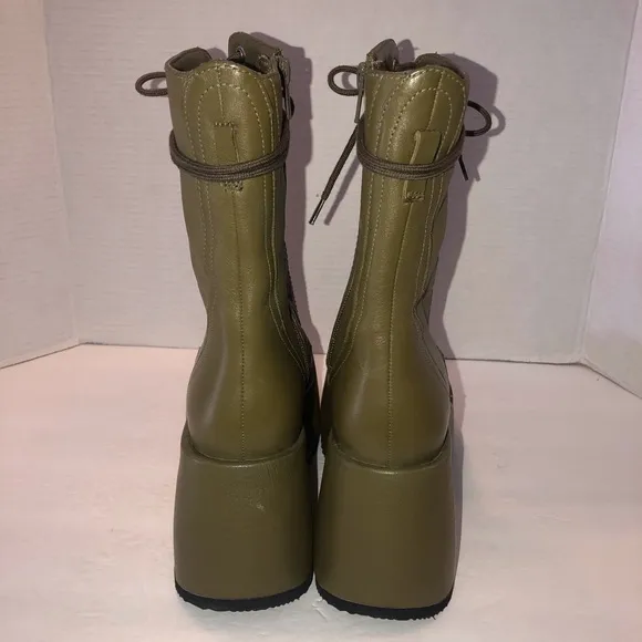 New Free People Anthropologie Arlyn Olive Green Platform Boots Shoes sz 6
