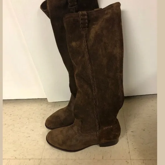New FRYE 'Cara' Tall Suede Boots, Woods Size 6B