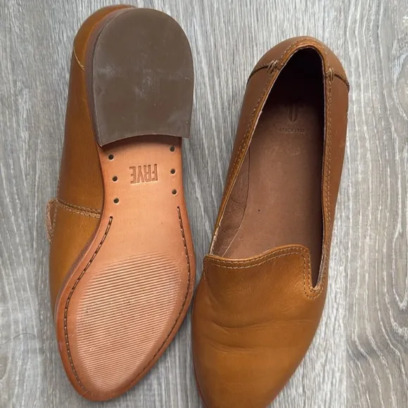NEW Frye Grace Venetian Brown Leather Slip On Oxford Flats Shoes 7