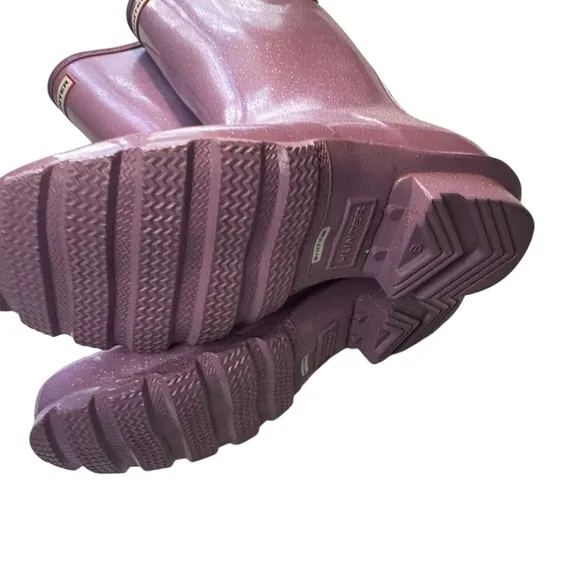 NEW Hunter Rain Boots tall purple glitter pull on size EUR 37 US size 6