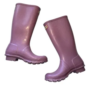 NEW Hunter Rain Boots tall purple glitter pull on size EUR 37 US size 6