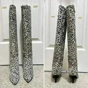 NEW in BOX  Marc Fisher Ginnie Cheetah Calf Hair tall Boots Sz 6.5