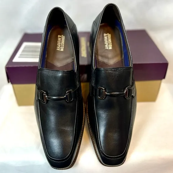 New Johnston and Murphy Archer Bit Loafer Mens Black Leather Shoes / Sz 10M