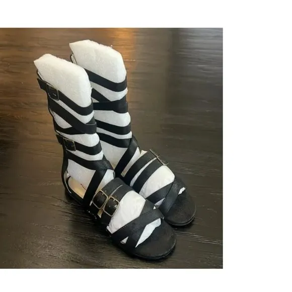 New Joyfolie Gladiator Black Sandals Girls sz 4