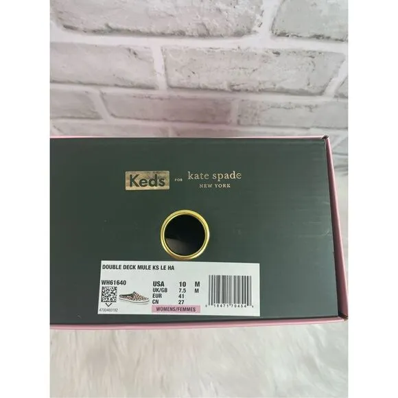 New Keds For Kate Spade Double Decker Leopard Calf Hair Mule Size 10