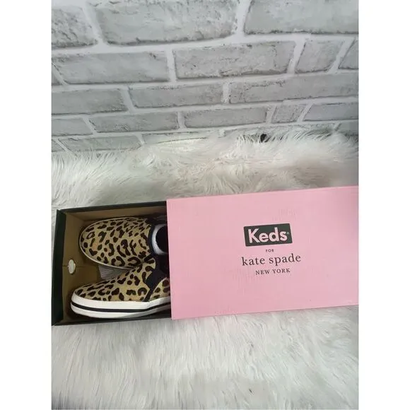 New Keds For Kate Spade Double Decker Leopard Calf Hair Mule Size 10