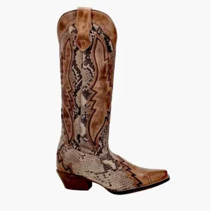 New Laredo Ladies Shawnee Reptile Tan Western Boots 52461 Size 7.5