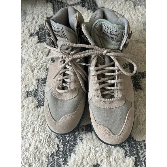 NEW LL Bean Merrell Boots Mens 7 Tan Suede High Top Air Cushion Hiking Camp