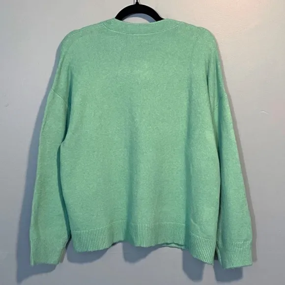 New Loft Oversized Fuzzy V-Neck Cardigan Mint Green L / XL