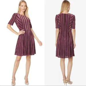 NEW LONDON TIMES Isani Fit Flare Velvet Dress , Orchid Brown - 10
