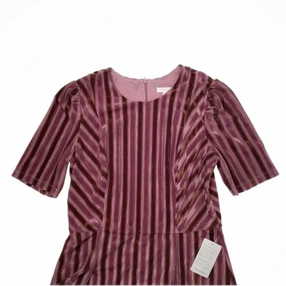 NEW LONDON TIMES Isani Fit Flare Velvet Dress , Orchid Brown - 10
