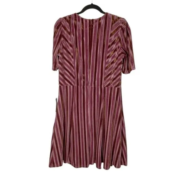 NEW LONDON TIMES Isani Fit Flare Velvet Dress , Orchid Brown - 10
