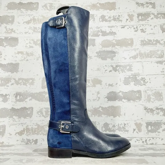 New Marc Fisher Damsel Round Toe Black Leather Boots V17