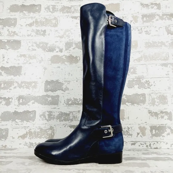 New Marc Fisher Damsel Round Toe Black Leather Boots V17