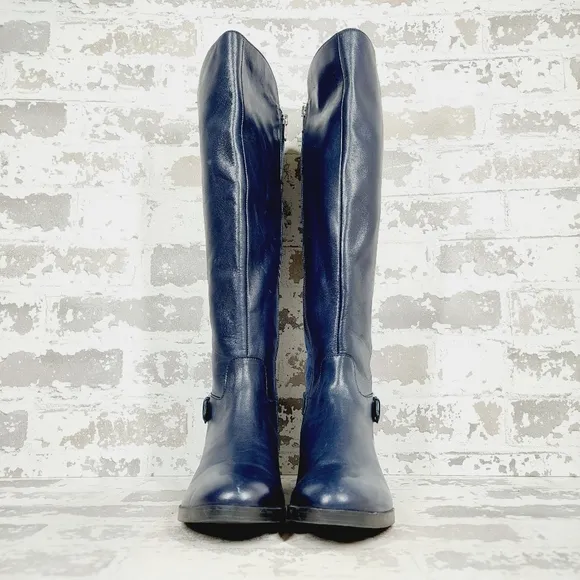 New Marc Fisher Damsel Round Toe Black Leather Boots V17