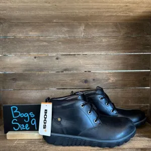 New‎ Mens Bogs Casual Chukka Black Leather Ankle Lace Up Boots Waterproof Size 9