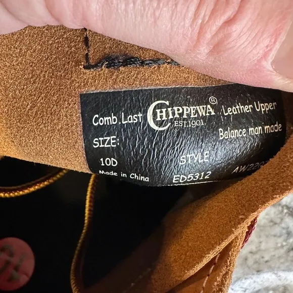New Mens Chippewa Edge Walker‎ 6&quot; Moc Toe Brown Leather Work Boots Size 10 D