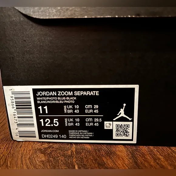 NEW Men’s Size 11 Nike Jordan Zoom Separate Shoes. White/Photo Blue/Black.