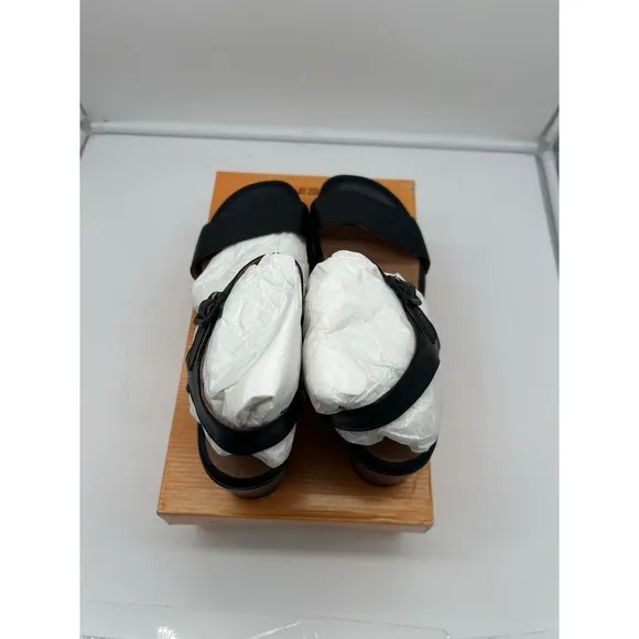 New Miz Mooz Gillie Leather Platform Heeled Sandals Black EU 42 US 10.5-11