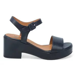New Miz Mooz Gillie Leather Platform Heeled Sandals Black EU 42 US 10.5-11