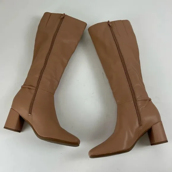 NEW Naturalizer Waylon Knee High Boots 5 M Tan Beige Manmade Tall Dress Boot