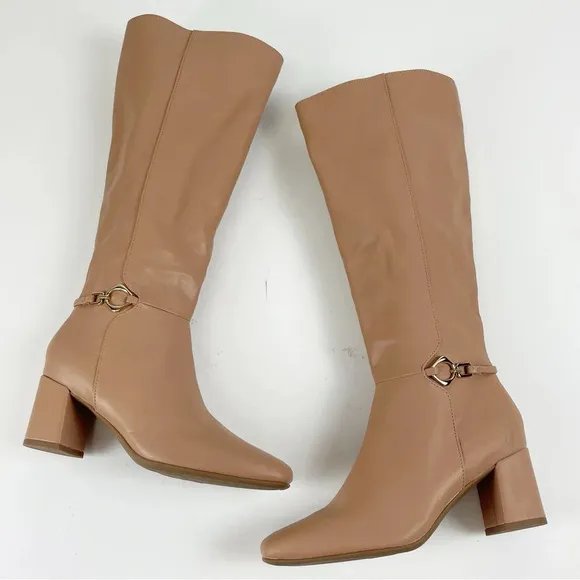 NEW Naturalizer Waylon Knee High Boots 5 M Tan Beige Manmade Tall Dress Boot