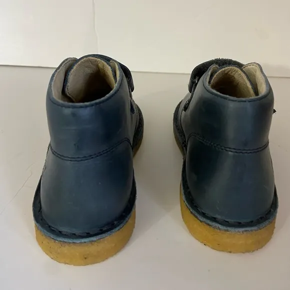 NEW Naturino blue leather waxed ankle boots toddler boys 13 US