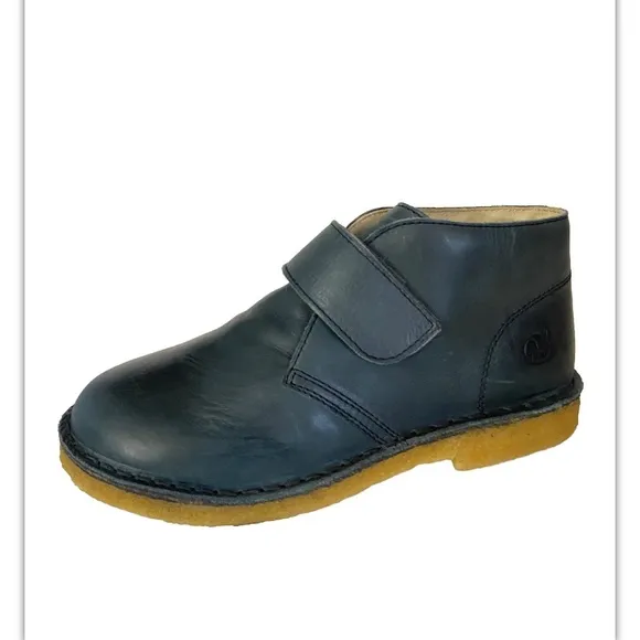 NEW Naturino blue leather waxed ankle boots toddler boys 13 US