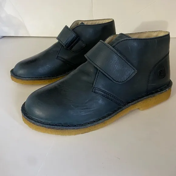 NEW Naturino blue leather waxed ankle boots toddler boys 13 US