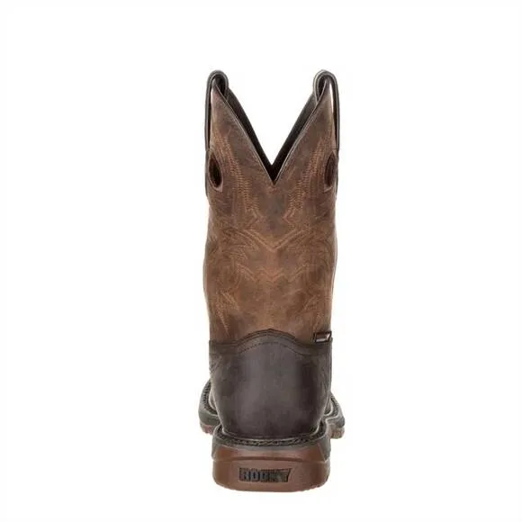 NEW ROCKY men's waterproof ride flex work boot in dark brown