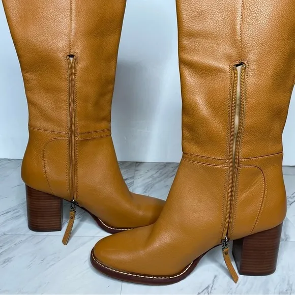 New! Sam Edelman Elsy Brown Leather Heeled Tall Boot 11M