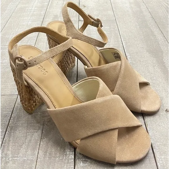NEW! SOLUDOS OLIVIA Tan Suede Jute Heels Sandals Size 7 8.5 9 Ankle Strap
