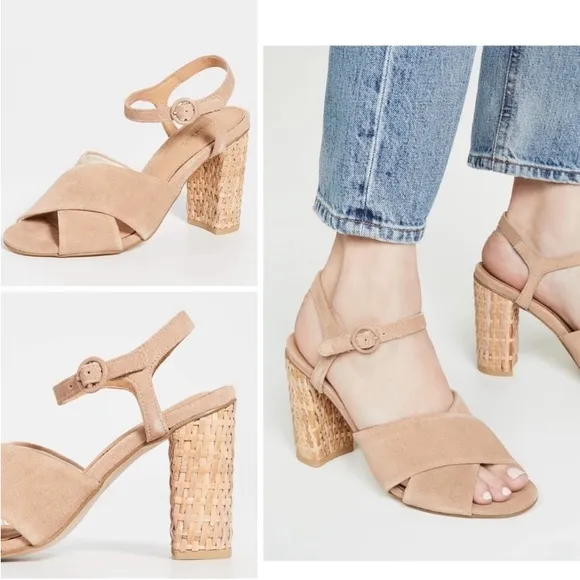 NEW! SOLUDOS OLIVIA Tan Suede Jute Heels Sandals Size 7 8.5 9 Ankle Strap