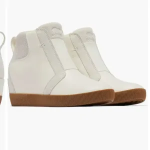 New Sorel Out N About Slip On Wedge Bootie Ankle Boots Sea Salt White Size 85