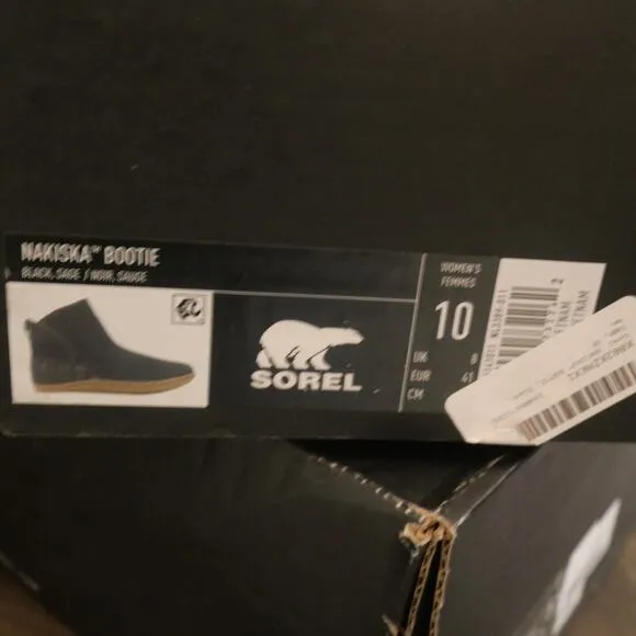 NEW Sorel Women's 10 Nakiska Boots Black Suede Faux Sherpa Lined Bootie Casual
