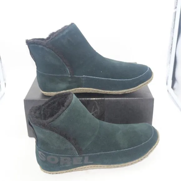 NEW Sorel Women's 10 Nakiska Boots Black Suede Faux Sherpa Lined Bootie Casual
