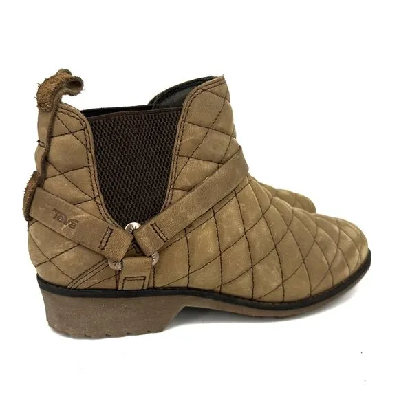 NEW Teva de la Vina Quilted Chelsea Ankle Boots Tan Suede Size 7.5