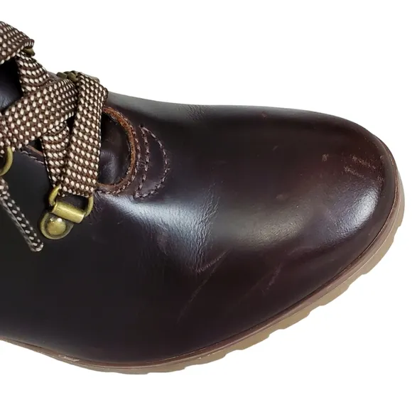 New Timberland allington 5 in leather block heel boots brown lace up casual