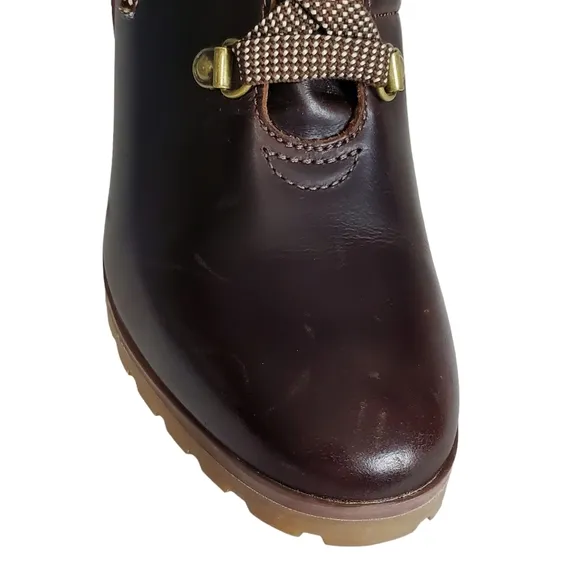 New Timberland allington 5 in leather block heel boots brown lace up casual