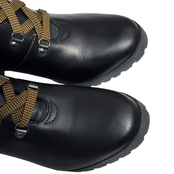 New Timberland allington 5 in leather block heel lace up boots black casual