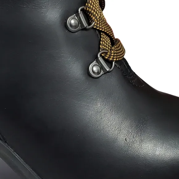 New Timberland allington 5 in leather block heel lace up boots black casual