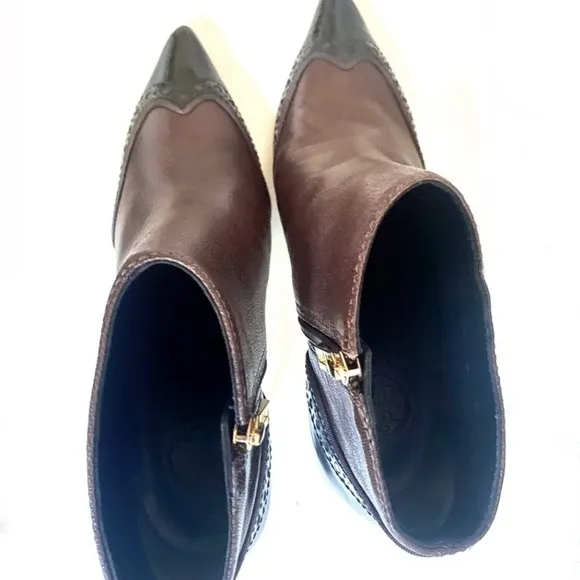 New Tory Burch Noelle Ankle Boots, brogue details, size 8