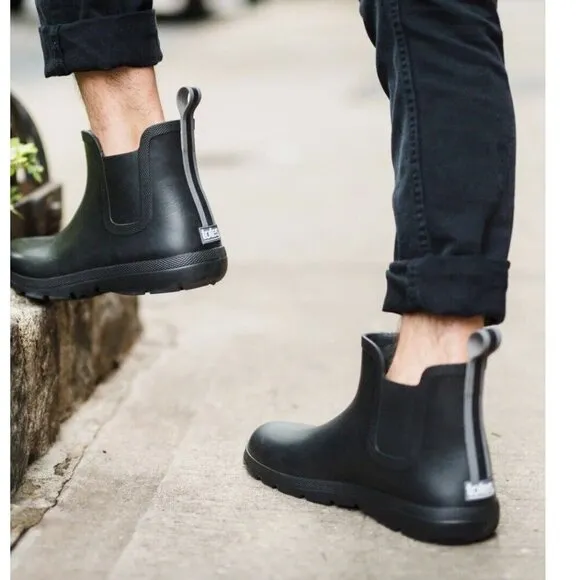 NEW Totes Men's 12 Black Chelsea Ankle Rain Boots with Everywear Technology