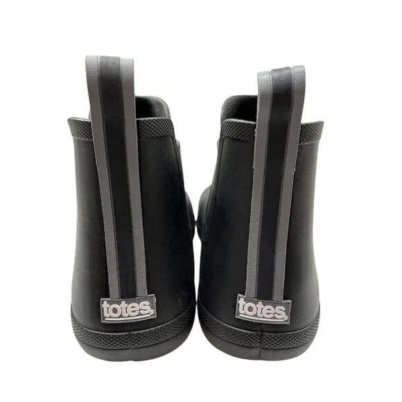 NEW Totes Men's 12 Black Chelsea Ankle Rain Boots with Everywear Technology