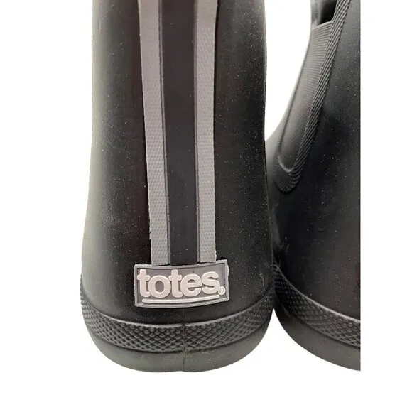 NEW Totes Men's 12 Black Chelsea Ankle Rain Boots with Everywear Technology