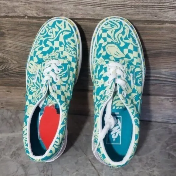New Vans Era Stacked Wavy Daze Tile Blue Green Platform Shoes Festival